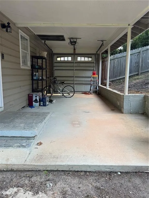 View of garage