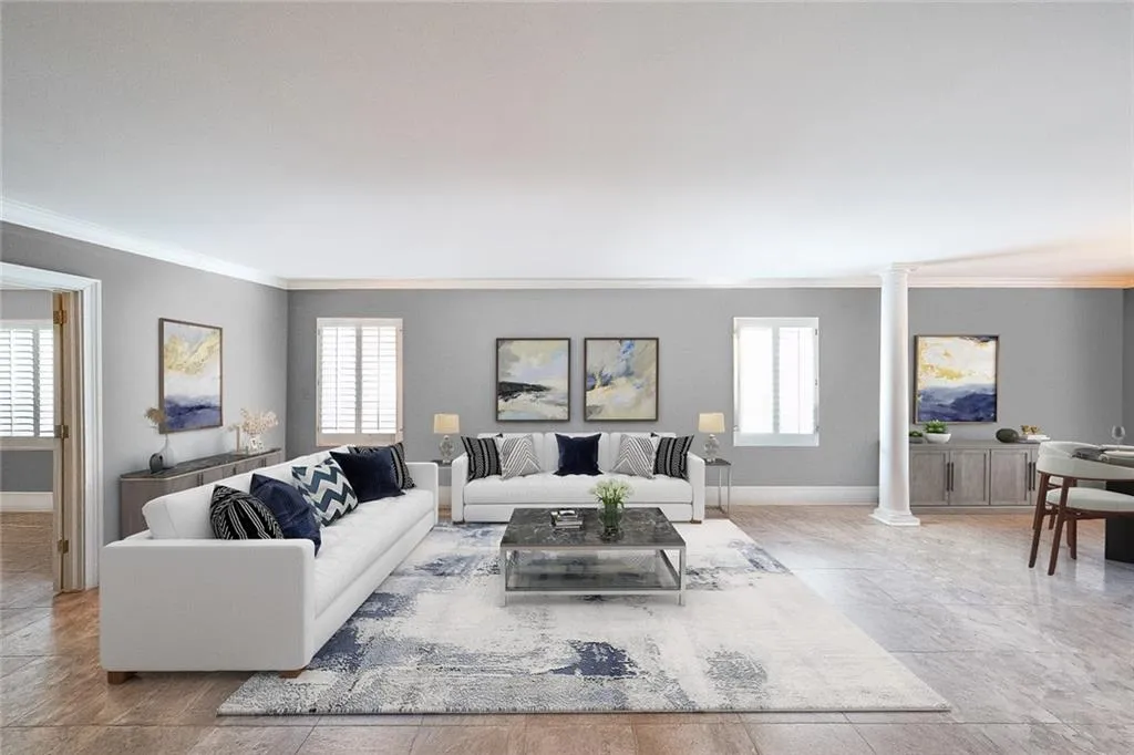 Digitally edited and staged living room.
