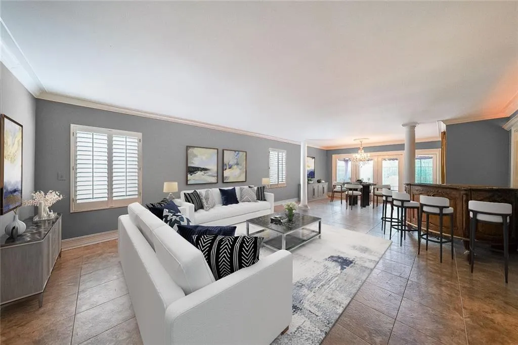 Digitally edited and staged living room.