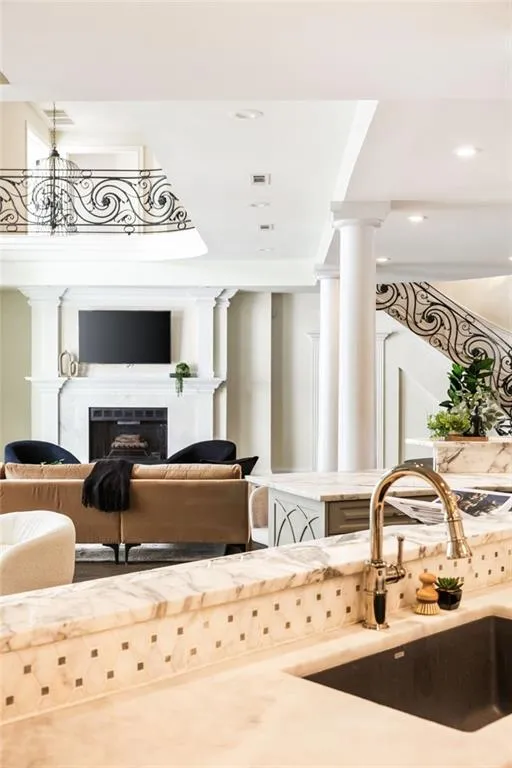 Lobby featuring a sink and recessed lighting