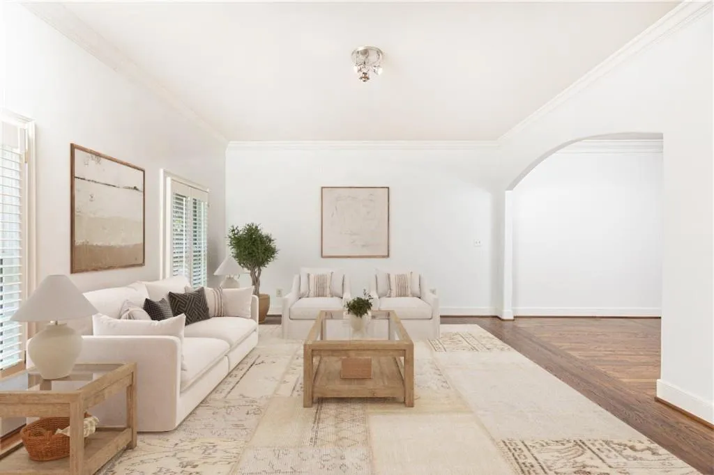 Virtually staged with furniture and rugs