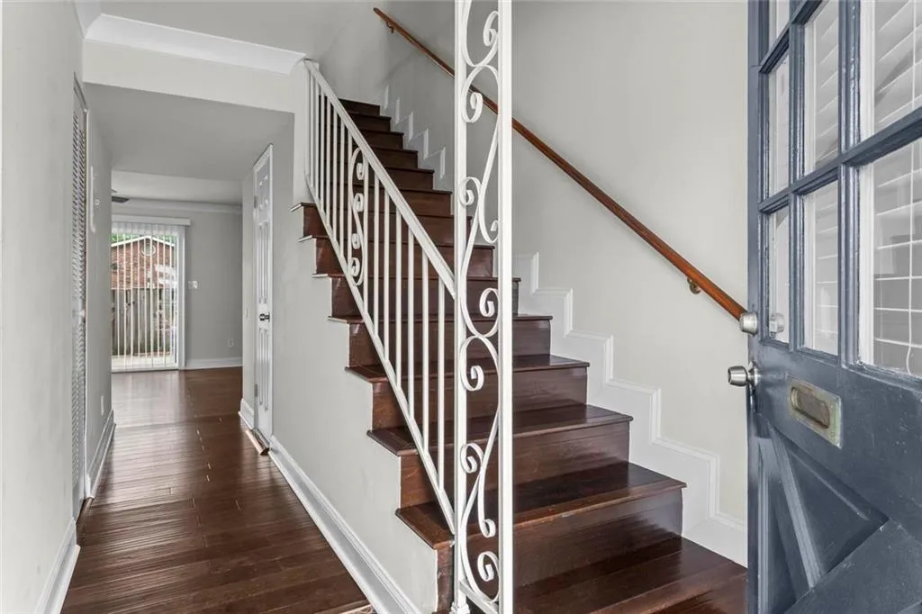 Interior stairs leading to bedroom level