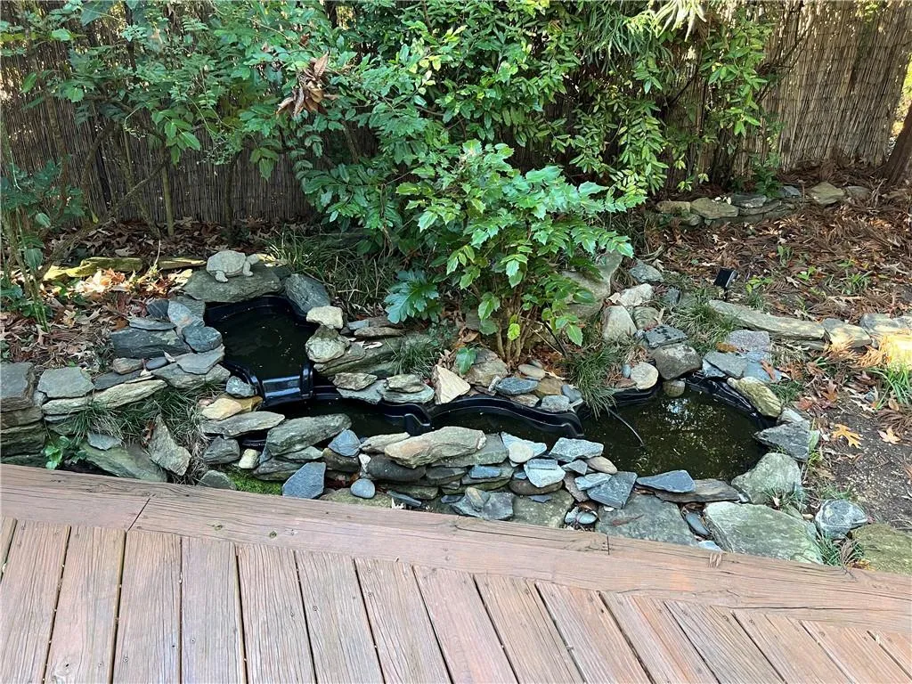 Exterior view of a garden pond