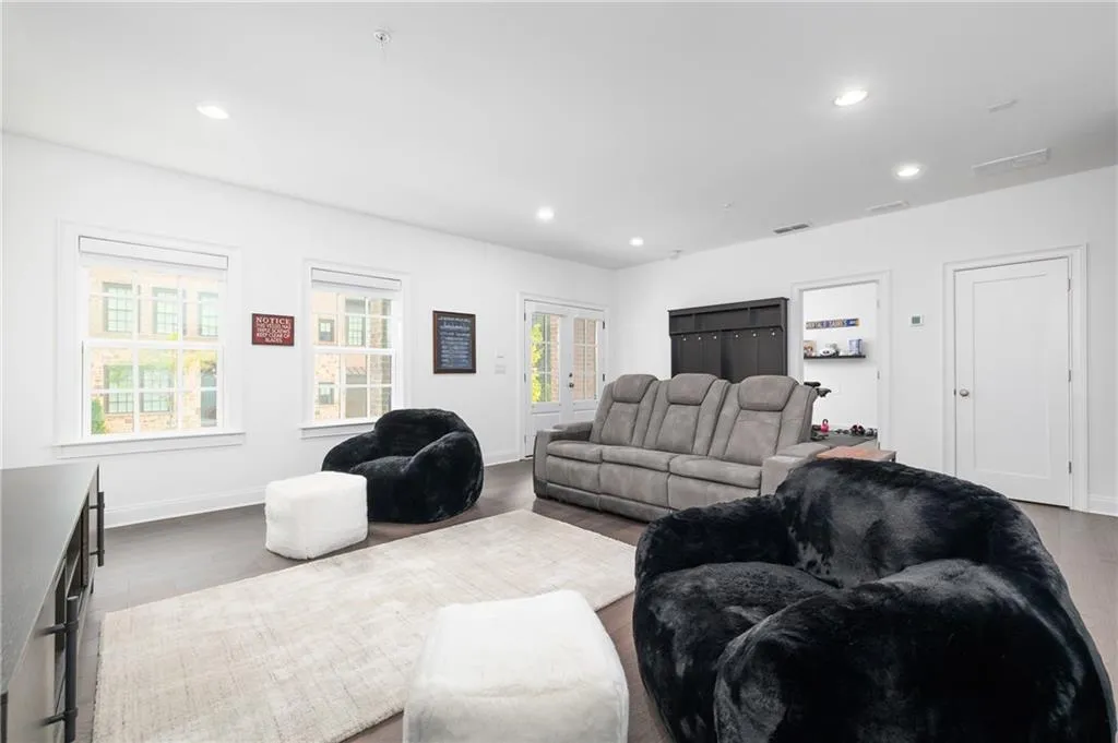 Terrace level media/living room stubbed for wet bar.