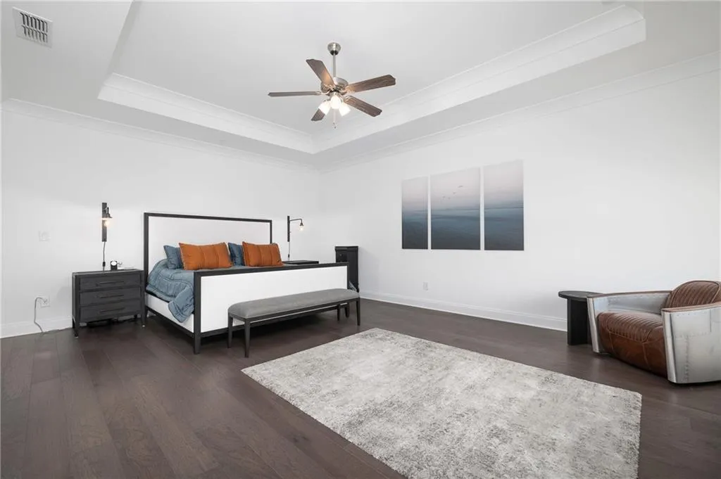 HUGE private primary bedroom with trey ceiling