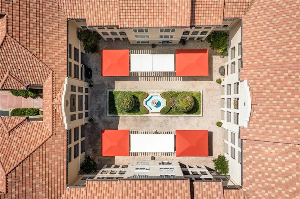 Aerial view of a pool