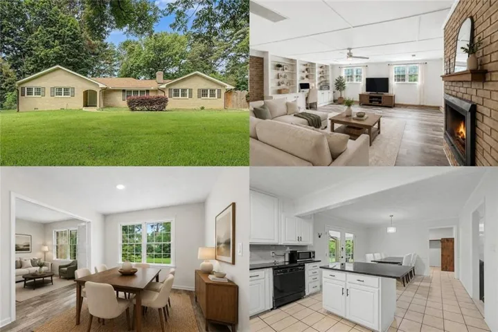 Property Listing. Multi-unit residential structure featuring exterior grounds and interior spaces including living areas, kitchen, dining room, and fireplace