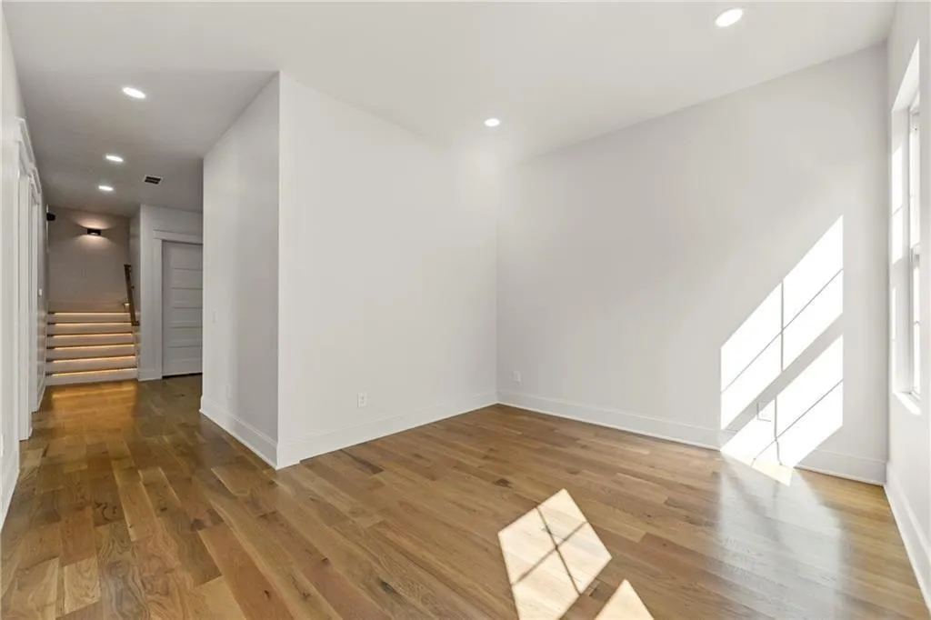 Bonus room on the second level with views of stairs, recessed lighting, and light wood-flooring Bonus room on the second level with views of stairs, recessed lighting, and light wood-flooring