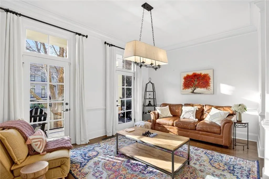 Den/Dining Room with French doors to front porchh