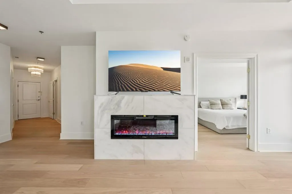Sleek Marble Fireplace