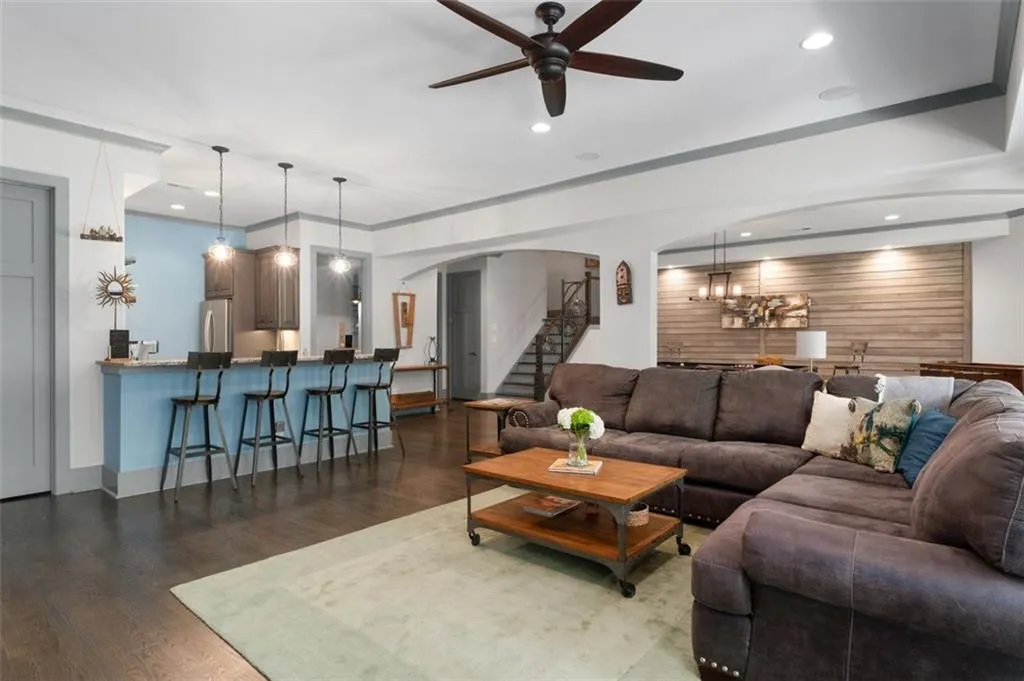 Hardwood floors in the terrace level