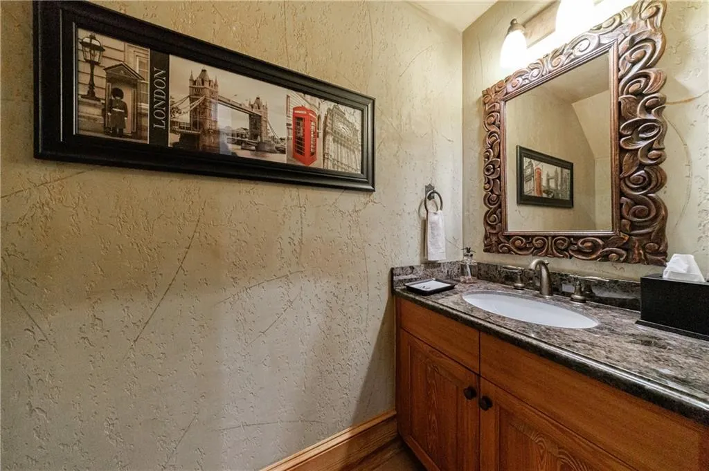 powder room on basement level