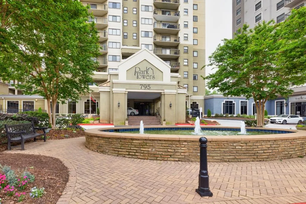 Serene fountain at Park Place Towers.