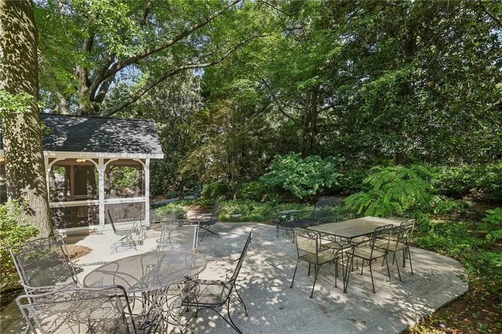 Patio with beautiful landscaped gardens