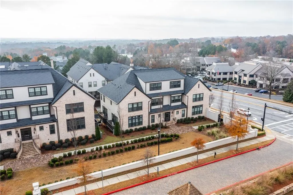 Aerial perspective of suburban area