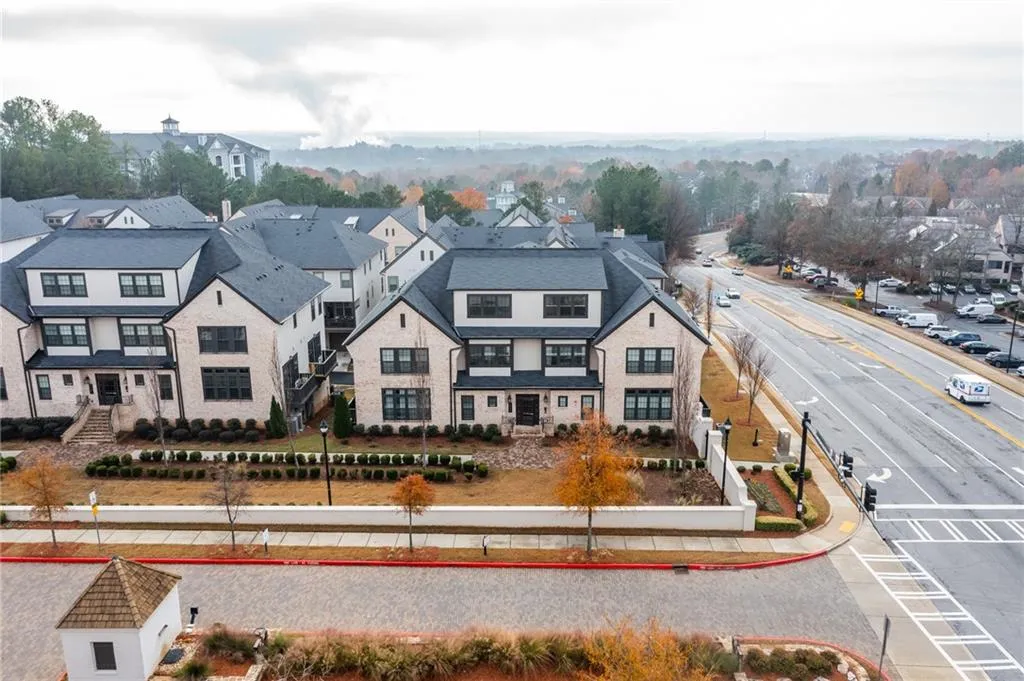 Aerial perspective of suburban area