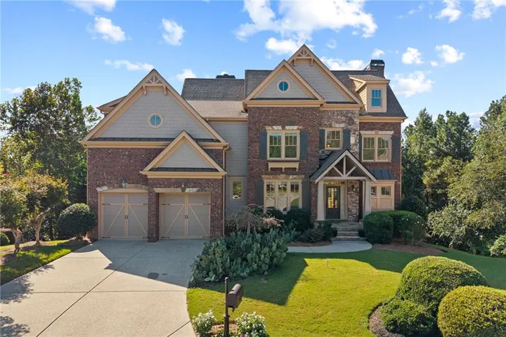 Brick and stone exterior with architectural gables