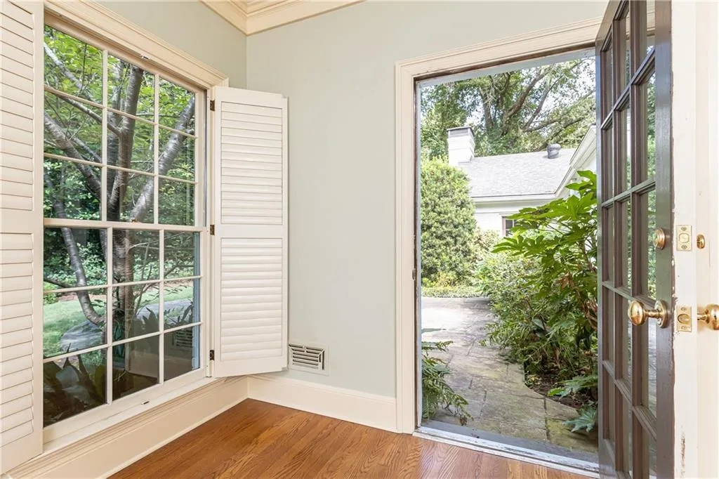 with door to patio and garden