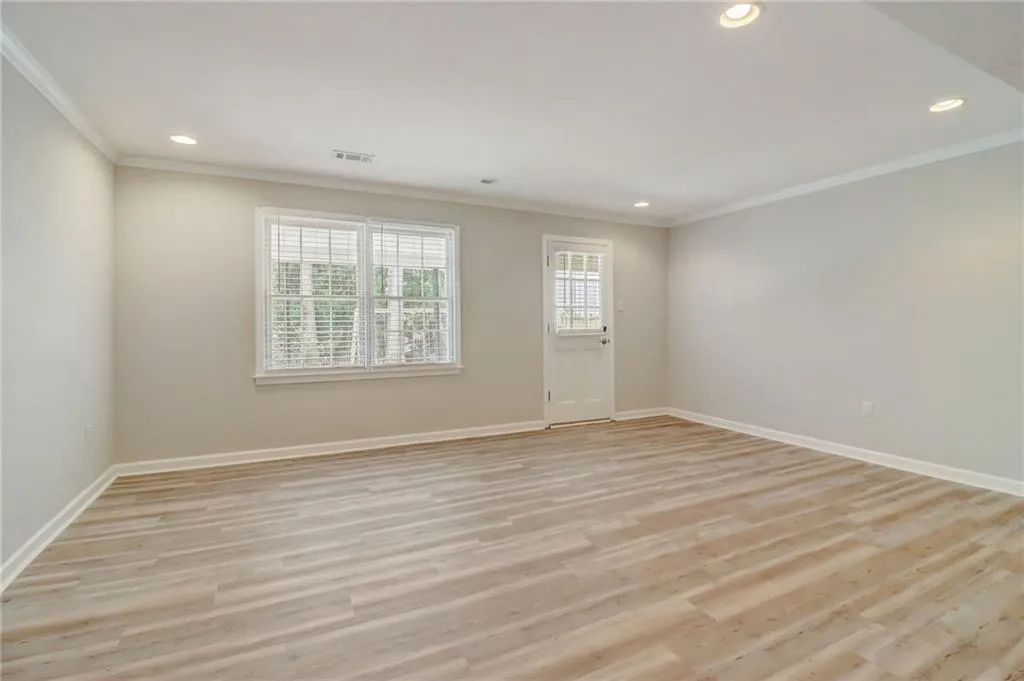 Terrace level hang out area to covered patio