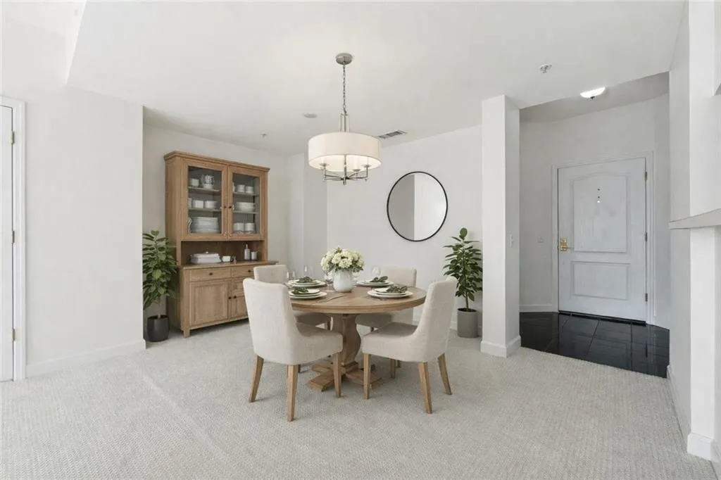 Virtually staged dining area