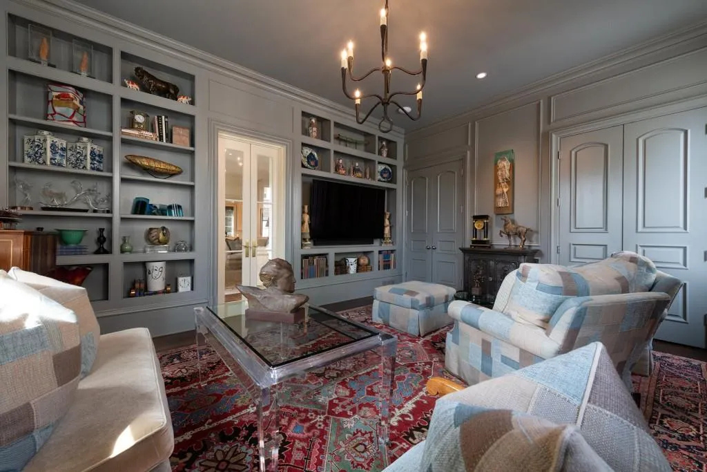 Library/TV Room with French doors into the formal living room