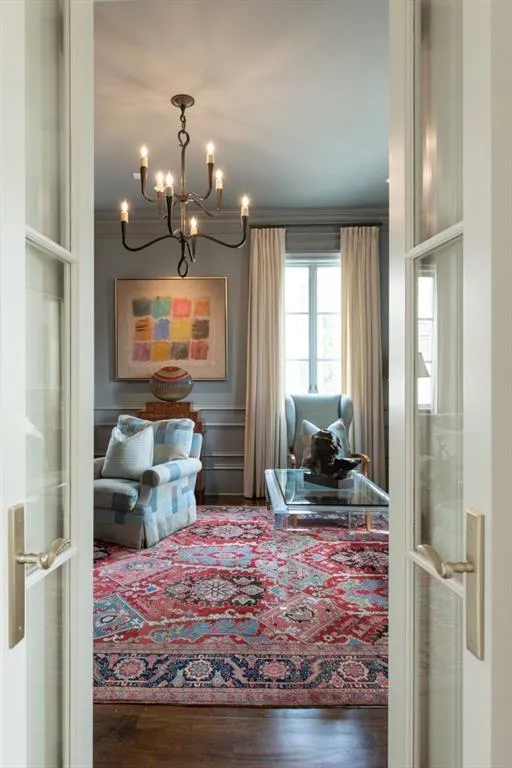 View from formal living room into the library