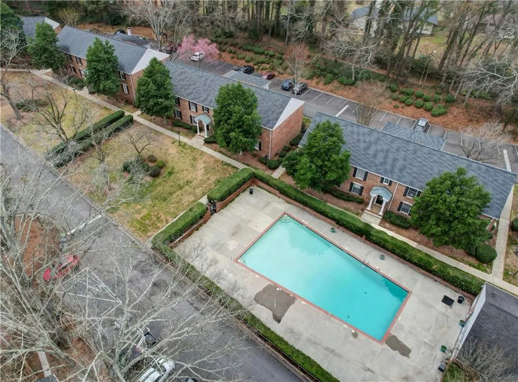 Aerial view of a pool area