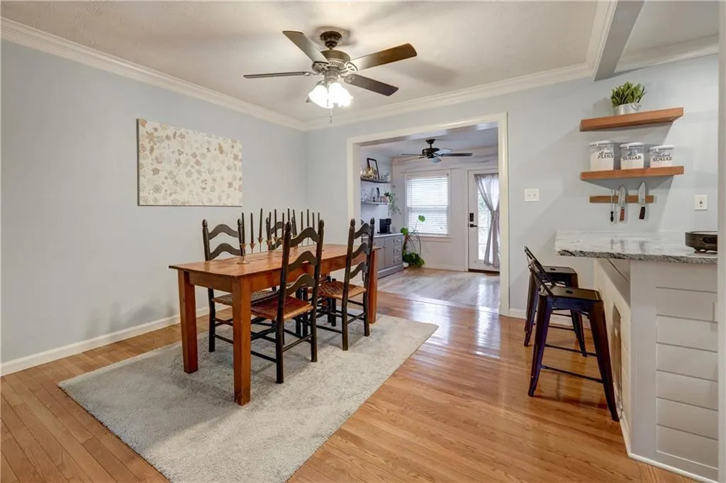 Dining room with hardwood floors