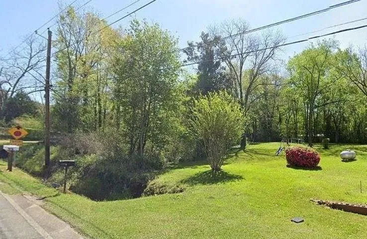Expansive lot featuring mature trees, verdant foliage, and a manicured lawn