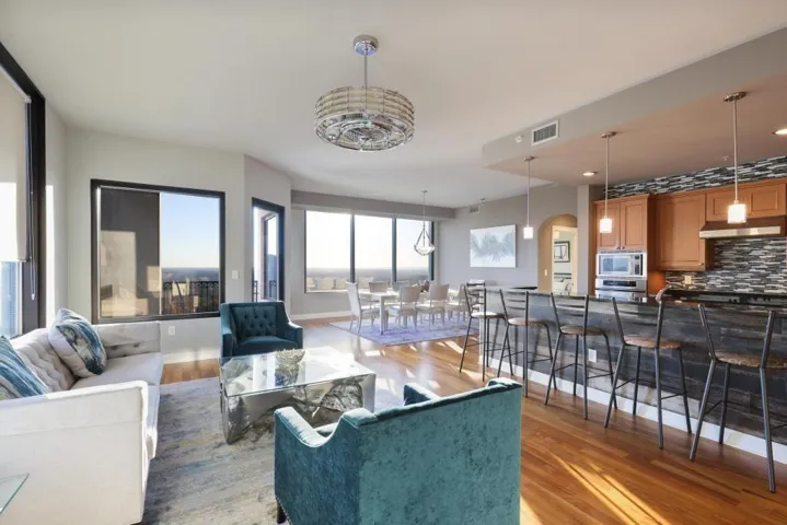 Living room featuring light hardwood / wood-style