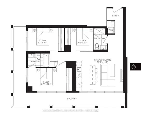 941 SQ.FT. 3 Bedroom with Stunning CN Tower Views