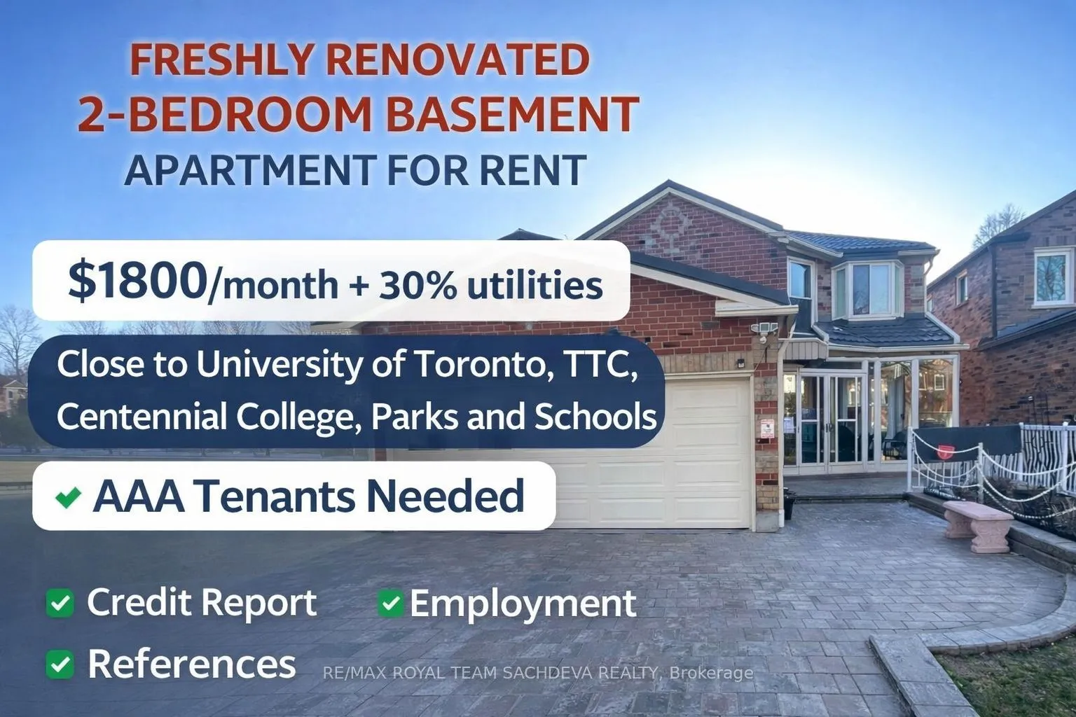 Detached Home For Lease | E12986072