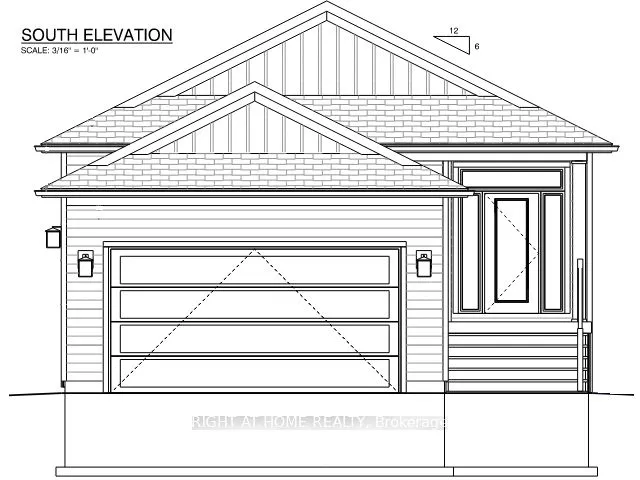 Front view with double car garage