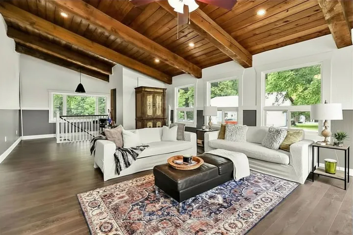 Great room with vaulted beams