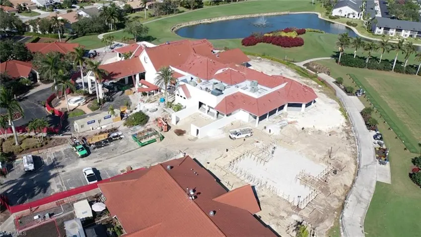 Birds eye view of current clubhouse construction.