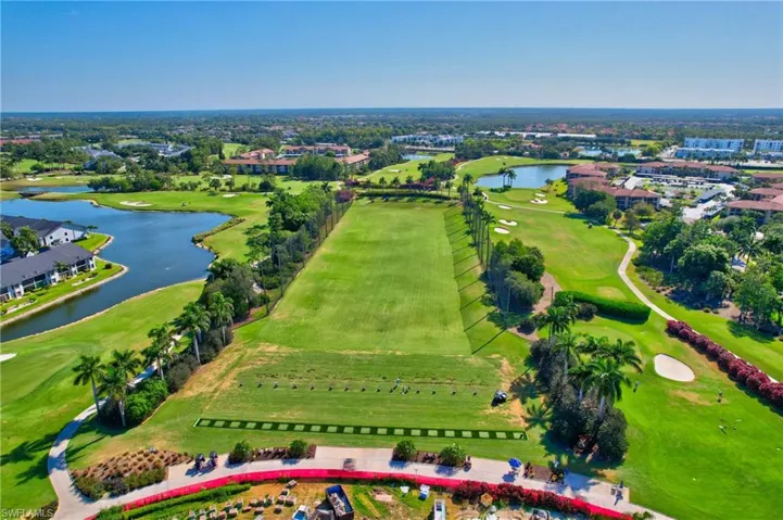 Birds eye view of driving range.
