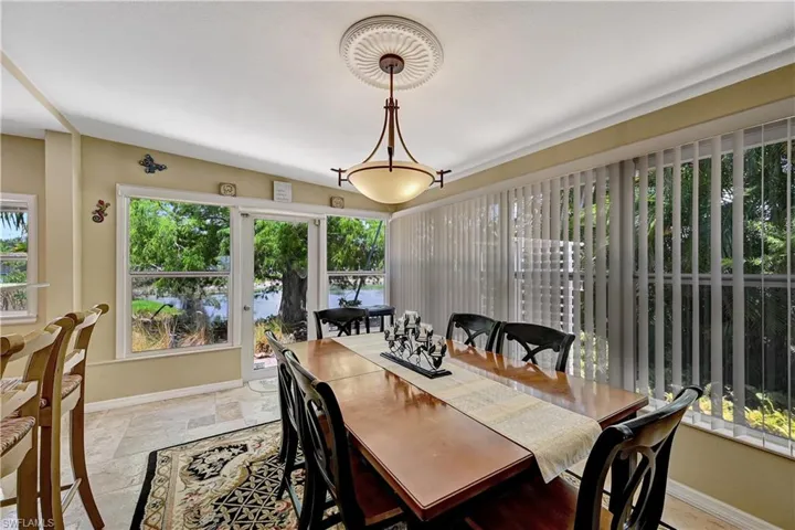 View of tiled dining room