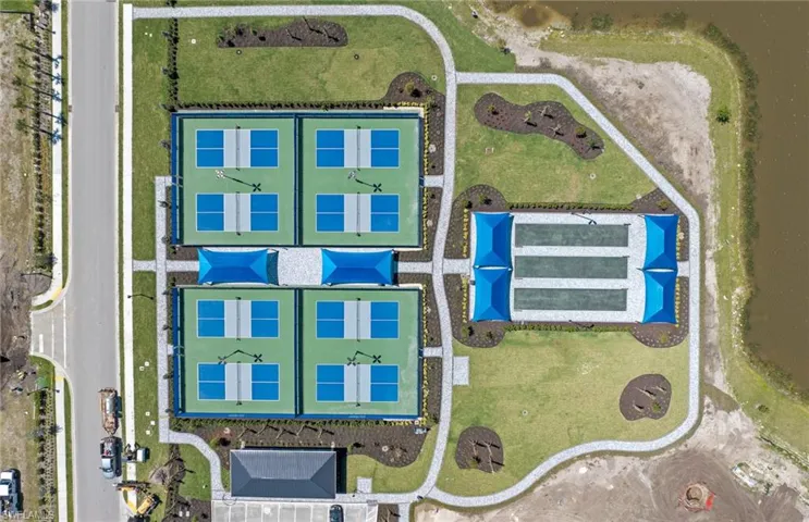 Bird's eye view of Pickleball and Bocceball courts