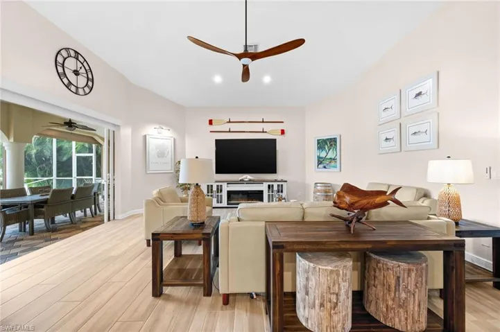Living room just steps from the lanai and pool
