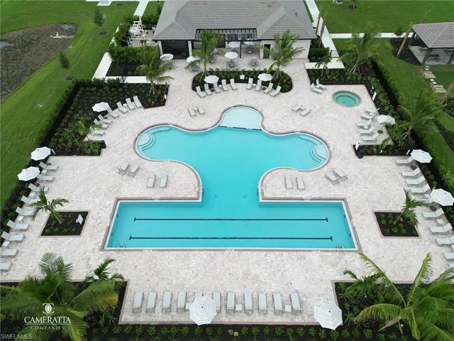 Bird's eye view of a pool area