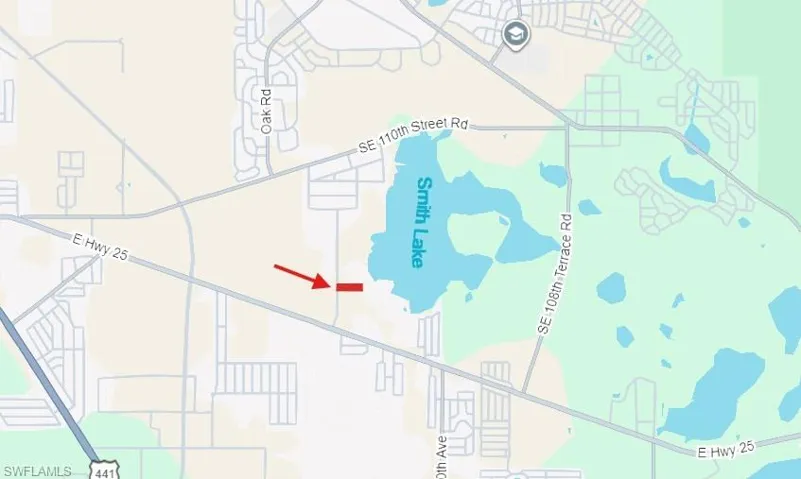 Location Map. Indicating the property's geographical placement relative to Smith Lake and surrounding roads