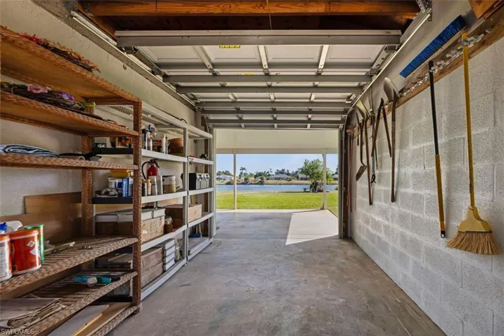 Garage featuring a water view