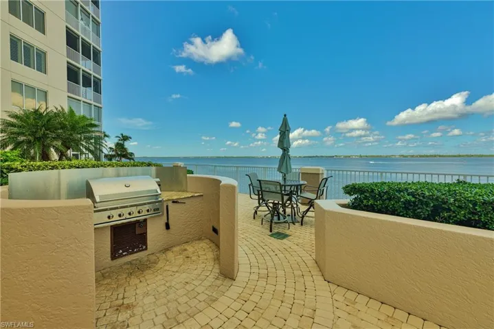 View of patio / terrace featuring area for grilling, a grill, and a water view