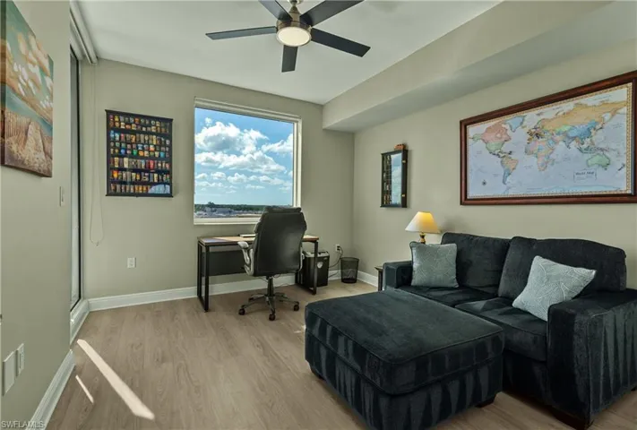 Bedroom #3/Office featuring light wood-type flooring and ceiling fan