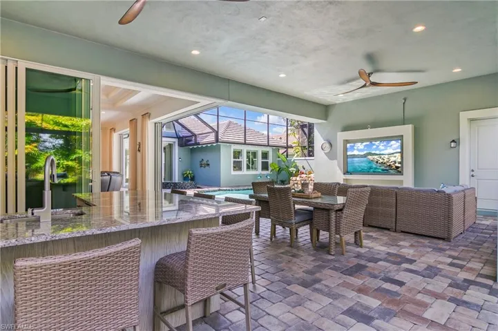 Another view from the outdoor living areas. Hang out and watch games! The door on the right is the casita bedroom.