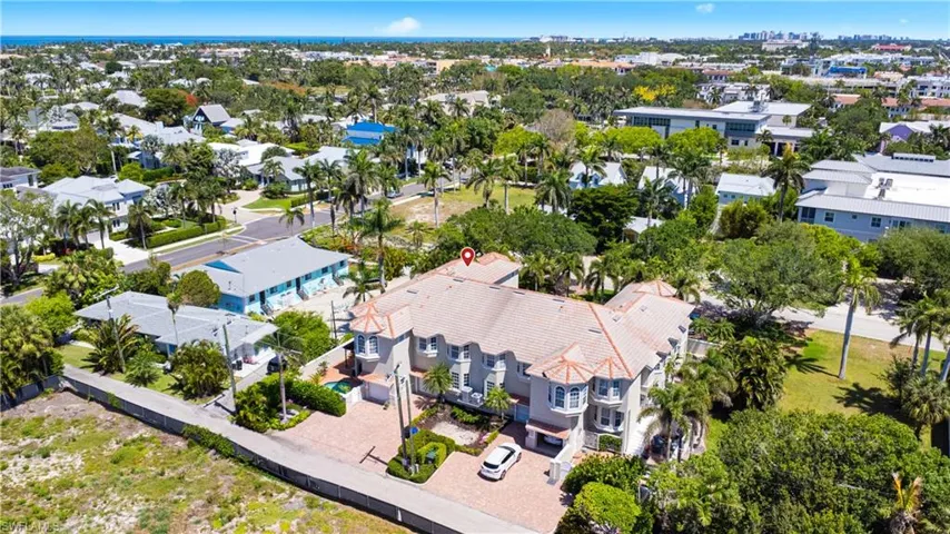 Aerial perspective of suburban area