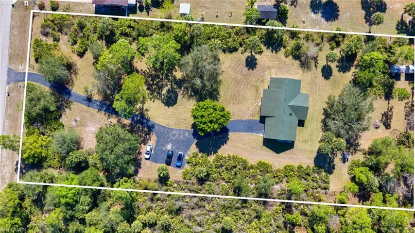 Aerial view of property's location with property parcel outlined