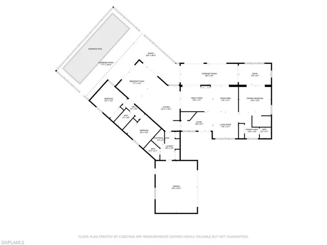 Floor plan with room measurements.