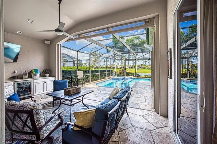 Large Covered Lanai with Entertaining Bar and Wine Refrigerator