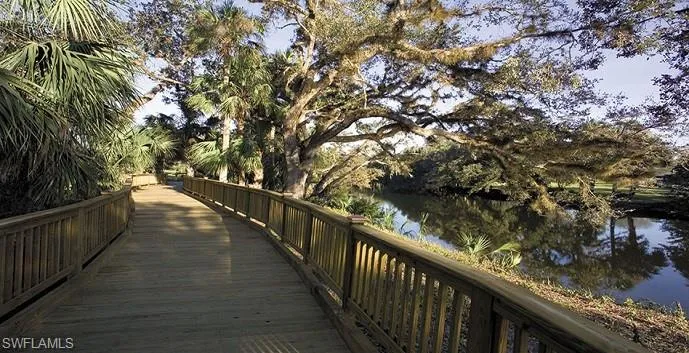 View of community with a water view
